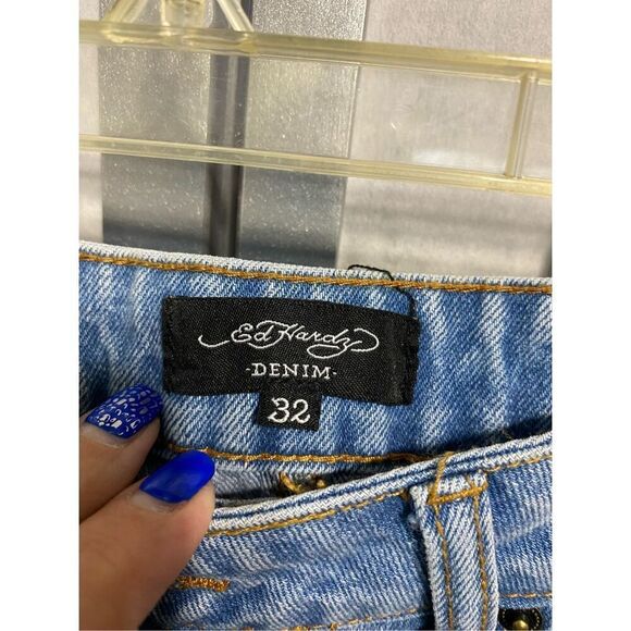 Ed Hardy Dagger Heart Retro Light Flare Jeans NWT size 32 - Picture 6 of 11